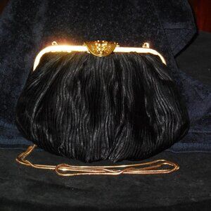 Evening Bag Black Gold Rhinestone Embellished